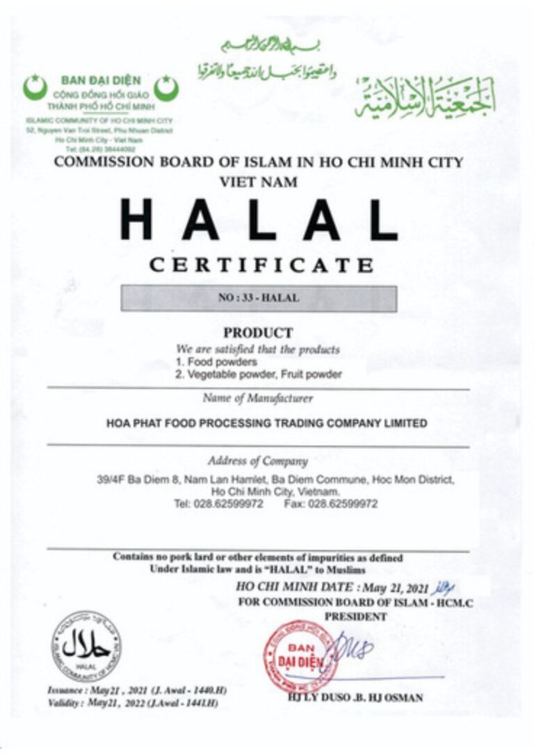 Flour Certificate 6